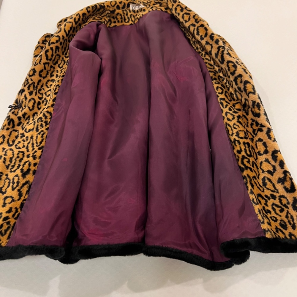 Betmar New York Coat Made In USA Vintage Faux Fur Animal Print Black--Size M - Picture 6 of 13